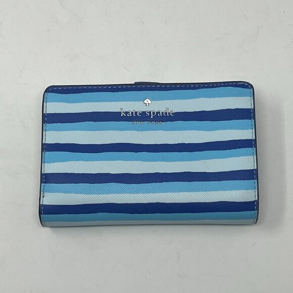 Kate Spade Schuyler Wave Stripe Medium Company Bifold Wallet blue - Picture 2 of 11